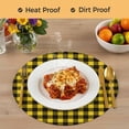 thumbnail image 4 of Black Yellow Plaid Round 13 Inch Placemats Set of 6, Retro Country Buffalo Check Gingham HeatResistant Non Slip Place Mats for Dining Table, Wipeable Braided Kitchen Table Mats for Housewarming, 4 of 9