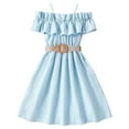 thumbnail image 2 of Zhuashum Flower Girl Dresses 2-3 Years Solid Color Round Neck Dress Leisure Sleeveless Sundress Spring Beautiful Outfits Blue, 2 of 8