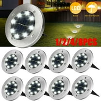 GRNSHTS Solar Ground Light 8 LED Outdoor Landscape Lighting Lawn Lamp IP65 Waterproof Solar Powered Light for Yard Garden Deck Patio Pathway Walkway (2pcs White)