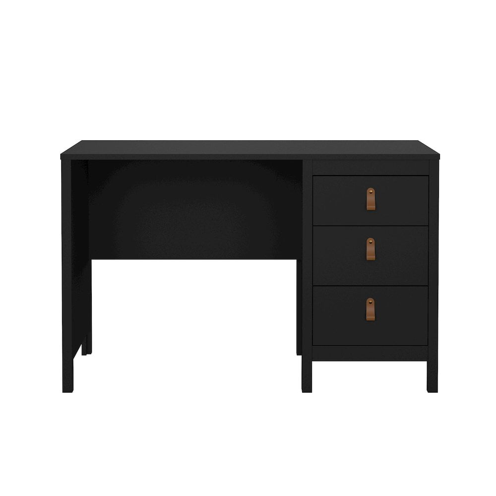 Tvilum Madrid Home Office Writing Desk with 3 Storage Drawers in Black Matte