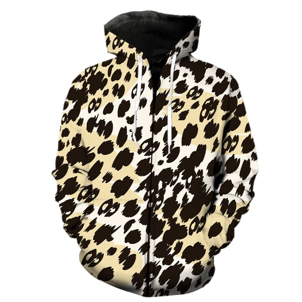 Sudadera con capucha y cremallera para hombre, con textura de piel de animal, divertida, informal, con estampado 3D, gran oferta 2024, ropa de calle de manga larga de gran tamaño, primavera y otoño.