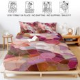 thumbnail image 5 of King Size Fitted Sheet Set - Pink Purple Geometric 3 Piece Bedding Sets 16" Deep Pocket Fitted Sheet with 2 Pillowcases, Farmhouse Stained Glass Abstract Art Brushed Microfiber Hotel Bed Sheets, 5 of 9