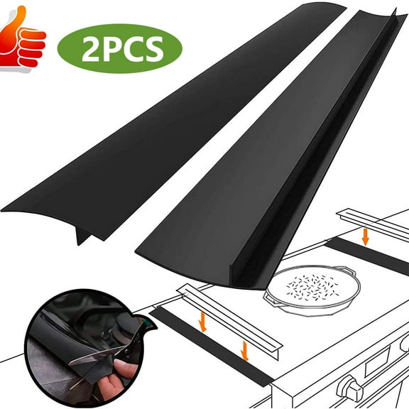 Silicone Stove Gap Covers (2 Pack), Easy Clean Heat Resistant 1 Inches, Black)