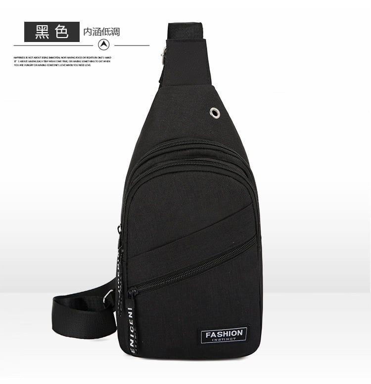 Men Leather Shoulder Bag Sling Chest Pack USB Charging Sports Crossbody Handbag