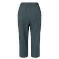thumbnail image 4 of yunLCZ Women's Straight Leg Pants High Wa High Waist Linen Capris For Women Drawstring Elastic Waist Harem Pant Basic Lightweight Linen Pant, 4 of 4