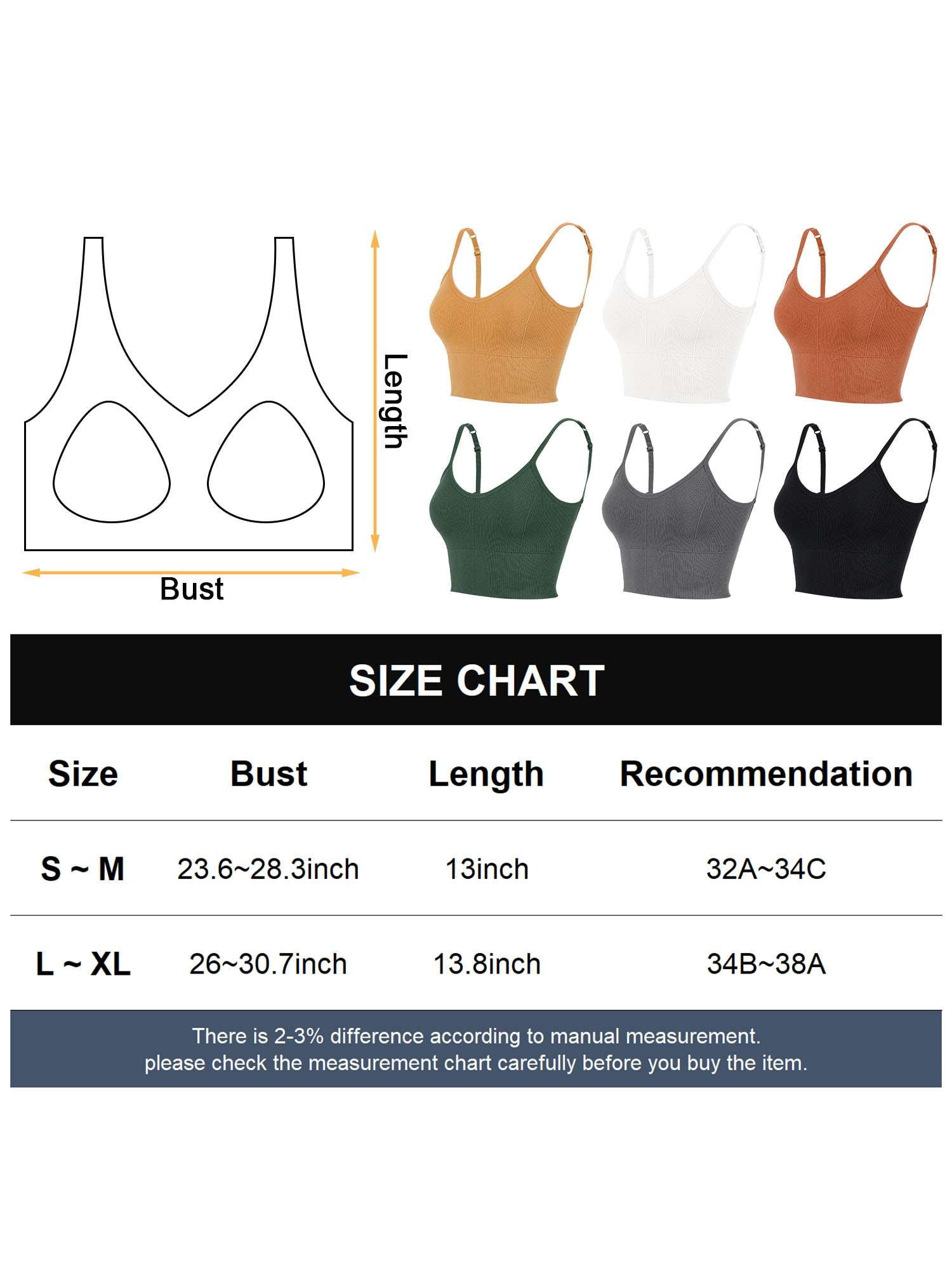 Gustave 3 Pack Women Cami Bras Seamless Padded Yoga Bralettes Wirefree Workout Sports Bra Comfort Camisole Spaghetti Strap Crop Tops "Black/Gray/Green"