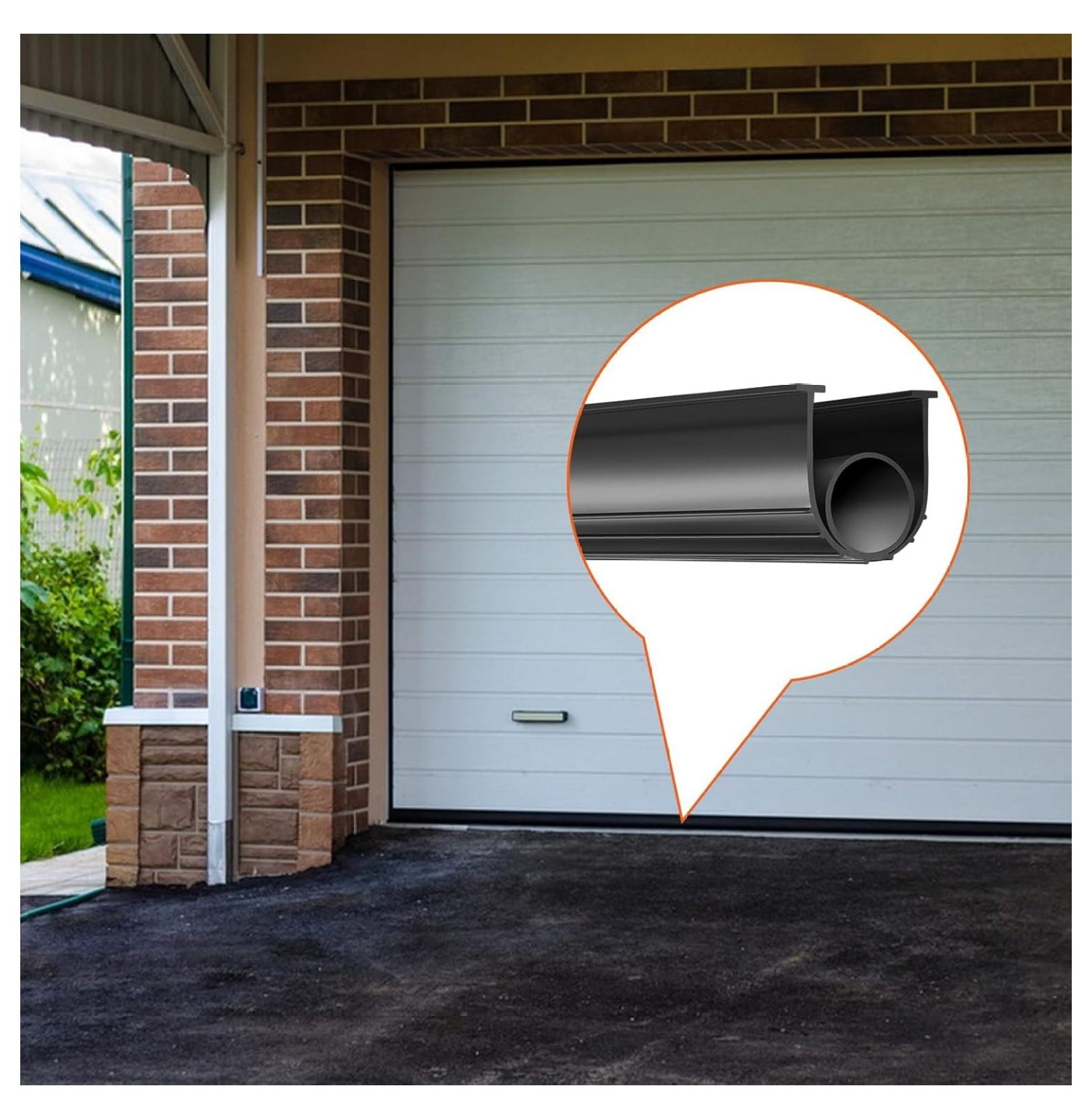 Garage Door Seals Bottom Rubber, U Shape +O Ring Garage Door Weather Stripping, Universal Weatherproof Threshold Buffering Sealing Rubber, 5/16 inch T-Ends and 3 3/4 inch Width (20 Ft, Black)