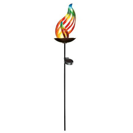 Solar Light Up Colorful Flames Garden Stake Decoration Walmart Com
