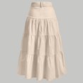 thumbnail image 6 of RFQWOVSR Women High Waist A-Line Midi Skirt Solid Color Elegant Basic Pull On Elastic Waist Lightweight Summer Casual L, 6 of 6