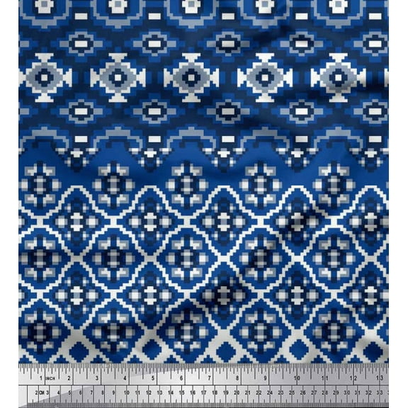 Soimoi Cotton Duck Fabric Aztec Geometric Printed Craft Fabric by The Yard 42 Inch Wide