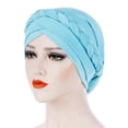 thumbnail image 3 of ZLight Turban Breathable Assorted Colors Single Layer Elastic Comfortable Polyester Head Scarf Wraps Hair Bonnet for Women Lake Blue Standard 1Set, 3 of 6