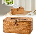 thumbnail image 1 of Rectangular Woven Tissue Box Cover Decorative Seagrass Wicker Tissue Box Holder Rustic Tissue Holder, 1 of 9