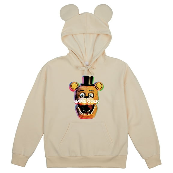 Five Nights At Freddy's Game Over Freddy Women's Tofu Long Sleeve Hooded Sweatshirt With 3D Ears-Medium