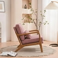 thumbnail image 4 of Ktaxon Mid Century Modern Accent Chair, Linen Fabric Armchair with Solid Wood Frame Pink, 4 of 10