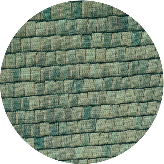Ahgly Company Machine Washable Indoor Round Transitional Green Area Rugs, 3' Round