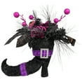 thumbnail image 2 of Northlight Witch's Boot with Glittered Foliage Halloween Decoration - 12" - Black and Purple, 2 of 9