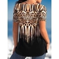 thumbnail image 5 of Gvmfive Womens Plus Size Leopard Print Short Sleeve Blouse V Neck Casual Blouse, 5 of 7