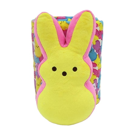 8.5In Yellow and Pink Peeps Plush and Multicolor Blanket for Adult and Child, Easter