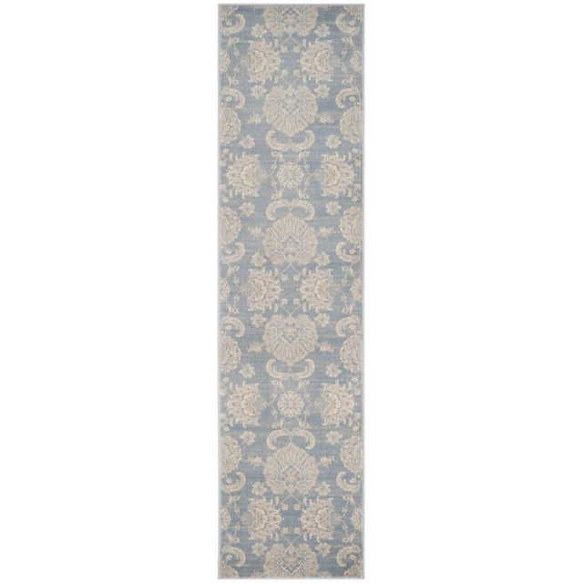Safavieh Vintage 2'2" X 8' Power Loomed Rug in Light Blue and Ivory