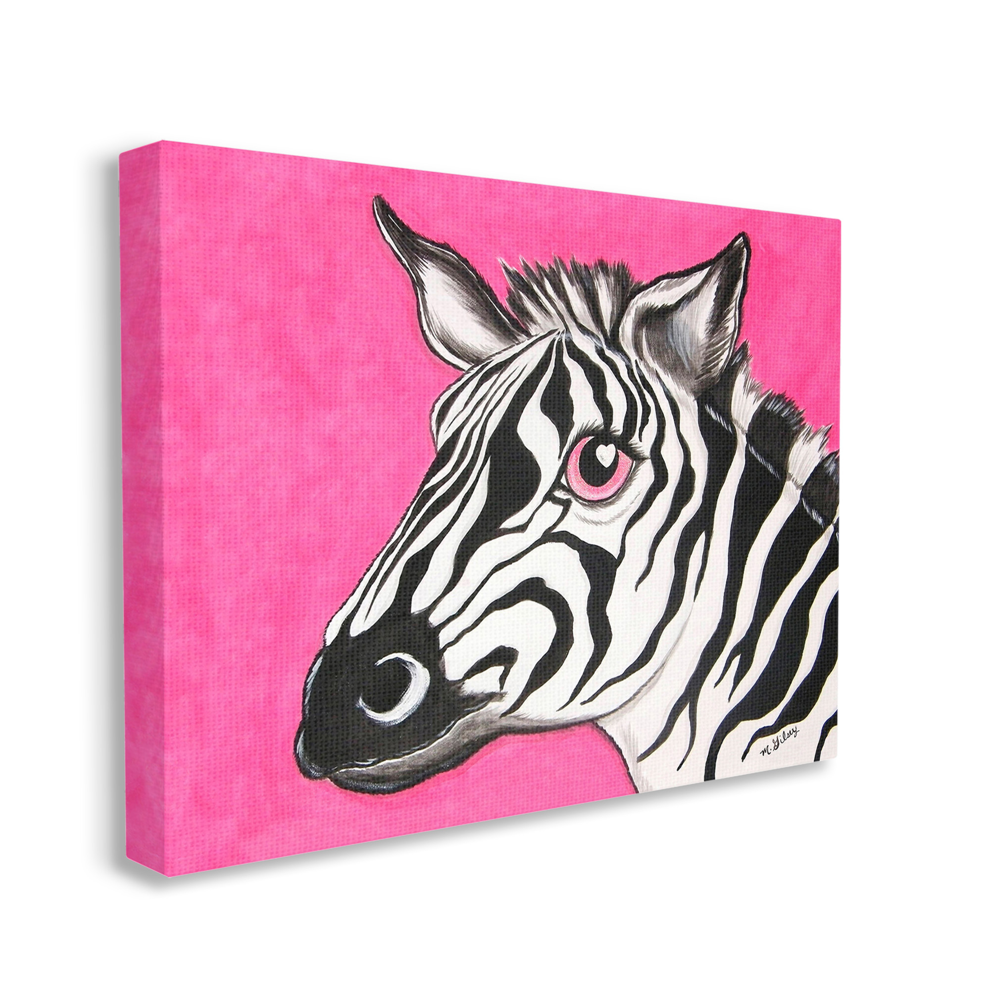 Stupell Industries Zebra with Heart Eyes Animals & Insects Painting Gallery Wrapped Canvas Art Print Wall Art, 40 x 30