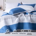 thumbnail image 3 of Kasentex Lightweight Reversible Stripe Quilt Set Bedding- Sky Blue and Ivory White, 3 of 7