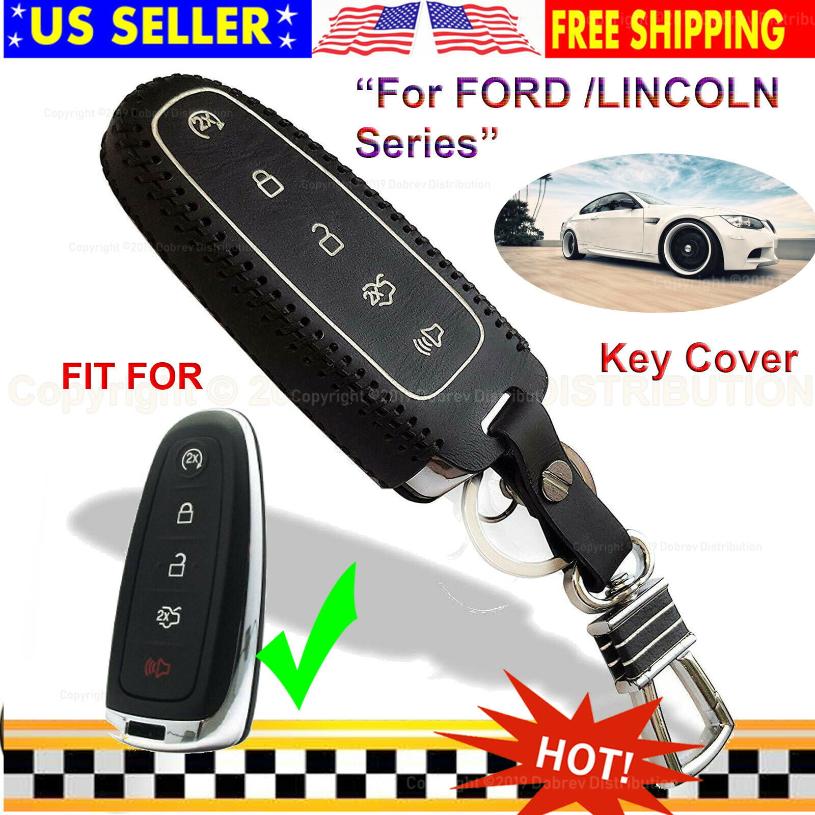 Ford Replacement Key Fob Shell Case Cover Smart Keyless Entry Remote Blank Key for Ford Edge Escape Explorer Focus Flex Taurus Fusion 