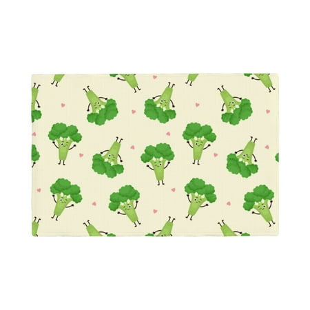 

Placemats Set of 4 funny broccoli pink hearts cute Place mats for Dining Table Indoor/Outdoor Cute Heat Resistant Washable Table Mats(18 x 12 )