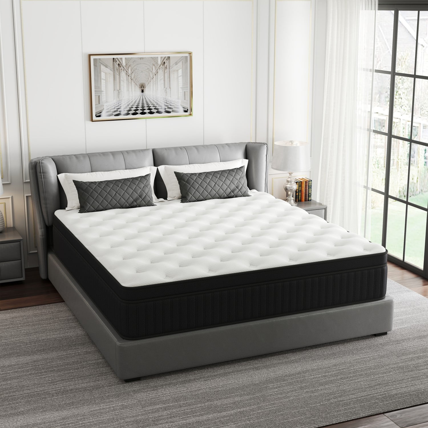 AMENDPATURE 12" Twin Hybrid Mattress,Gel Infused Memory Foam and Pocket Spring in a Box,Medium，Adult