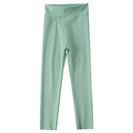 ZACPNCV Toddler Girls Yoga Pant Solid Color Casual Stretch Soft Leggings Green 8-9 Years
