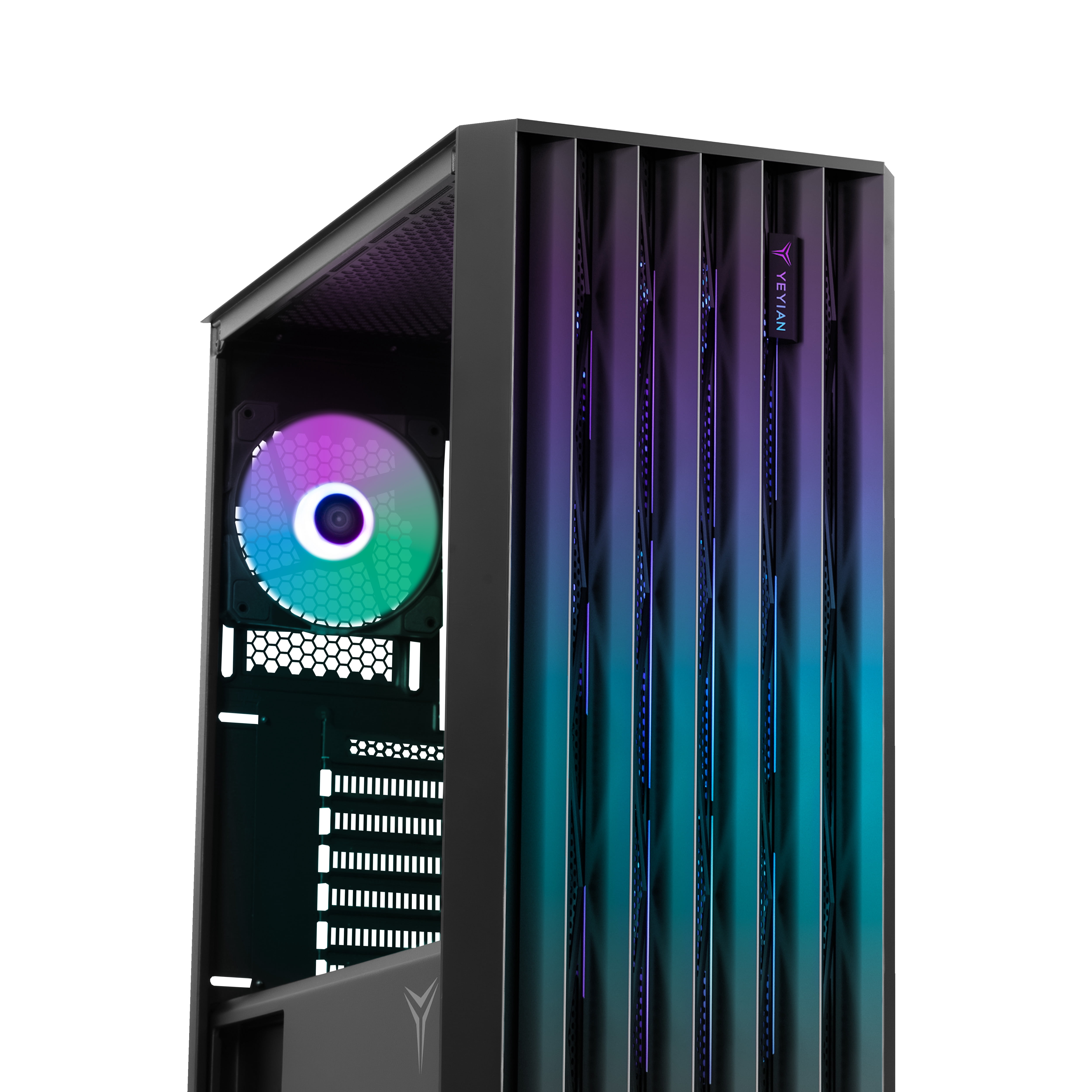 Yeyian Phoenix ATX Mid‑Tower PC Case – 4 ARGB Fans Included, Tempered Glass Side Panel, High‑Airflow Steel Chassis – Model YCM‑APPHO‑01FA