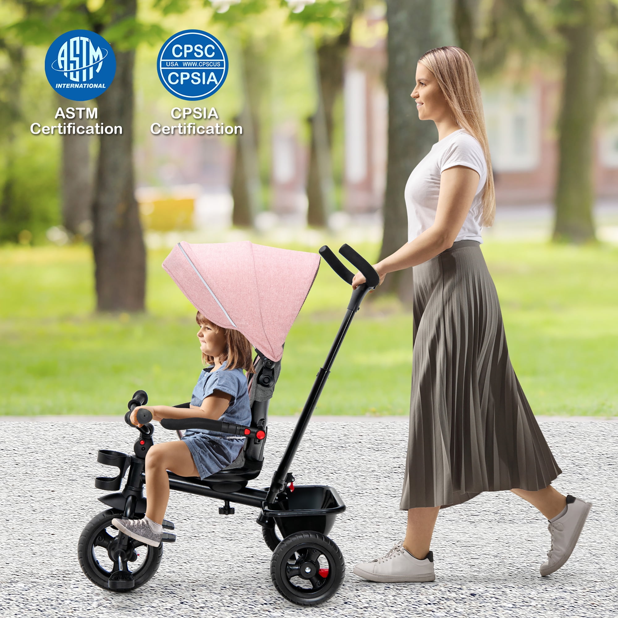 Costway Black 4 in 1 35" Tricycle with Convertible Seat