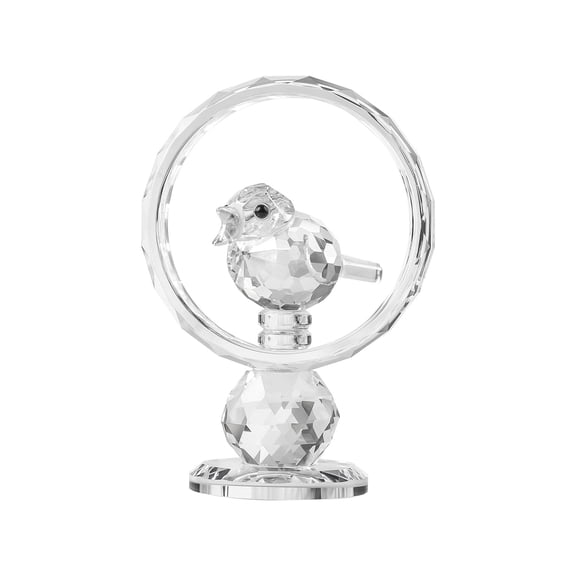 WYZCTTD Crystal Bird Figurines, Collectible Glass Bird in Hoop Statue Table Centerpiece, Decorative Sparkly Animal Sculpture for Home Office Decor