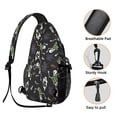 thumbnail image 3 of Sling Backpack,Halloween Skeleton Ghost Pattern Sling Bag with Water Bottle Holder,Waterproof Sling Bag for Men/Women with Headphone Jack for Hiking,Travel, 3 of 6
