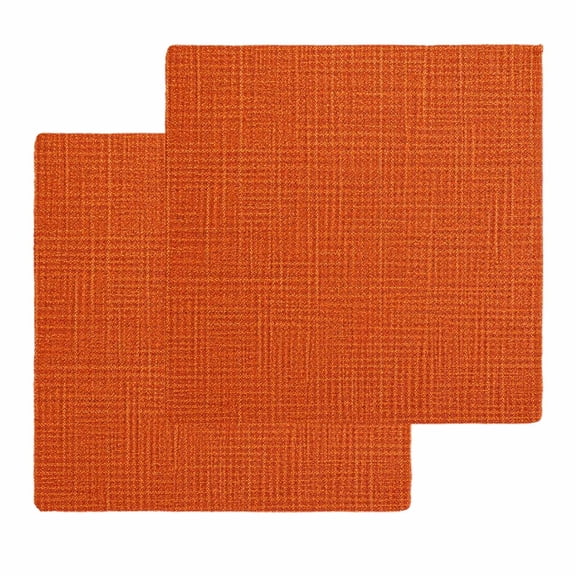 Burnt Orange Solid Color Kitchen Dish Towels for Drying Dishes Set of 2, Abstract Woven Texture Vintage Waffle Weave Microfiber Hand Tea Bathroom Towels Quick Dry & Absorbent Towel 12x12