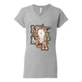 thumbnail image 2 of Wild Bobby Western Ma Steer Pink And Grey Distressed Pop Culture Women Standard V-Neck Tee, Heather Grey, Large, 2 of 6