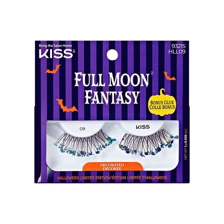 KISS Full Moon Fantasy Decorated, False Eyelashes, Starry Night, 12mm-14mm, 1 Pair