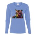 thumbnail image 2 of Colorful Rainbow Tiger Animal Lover Womens Graphic Long Sleeve T-Shirt, Light Blue, X-Large, 2 of 3