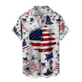 thumbnail image 2 of Short Sleeve Button Up Shirt for Men USA 250th Anniversary Independence Day Print Casual Summer Tops White M, 2 of 5