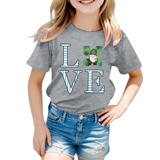 TZEWGL Tees For Girl Boy Short Sleeve Graphic Crew Neck Trendy Top For Kids size 8-9T