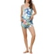 thumbnail image 2 of INSPIRAR CHIC Pijamas de Satén para Mujeres con Flores, Conjunto de Camiseta y Pantalones Cortos, Color Azul Claro, 2 of 5