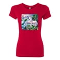 thumbnail image 2 of Unicorn Fanstasy Island Castle Animal Lover Female Slim Fit Junior Tee, Red, 2XL, 2 of 3