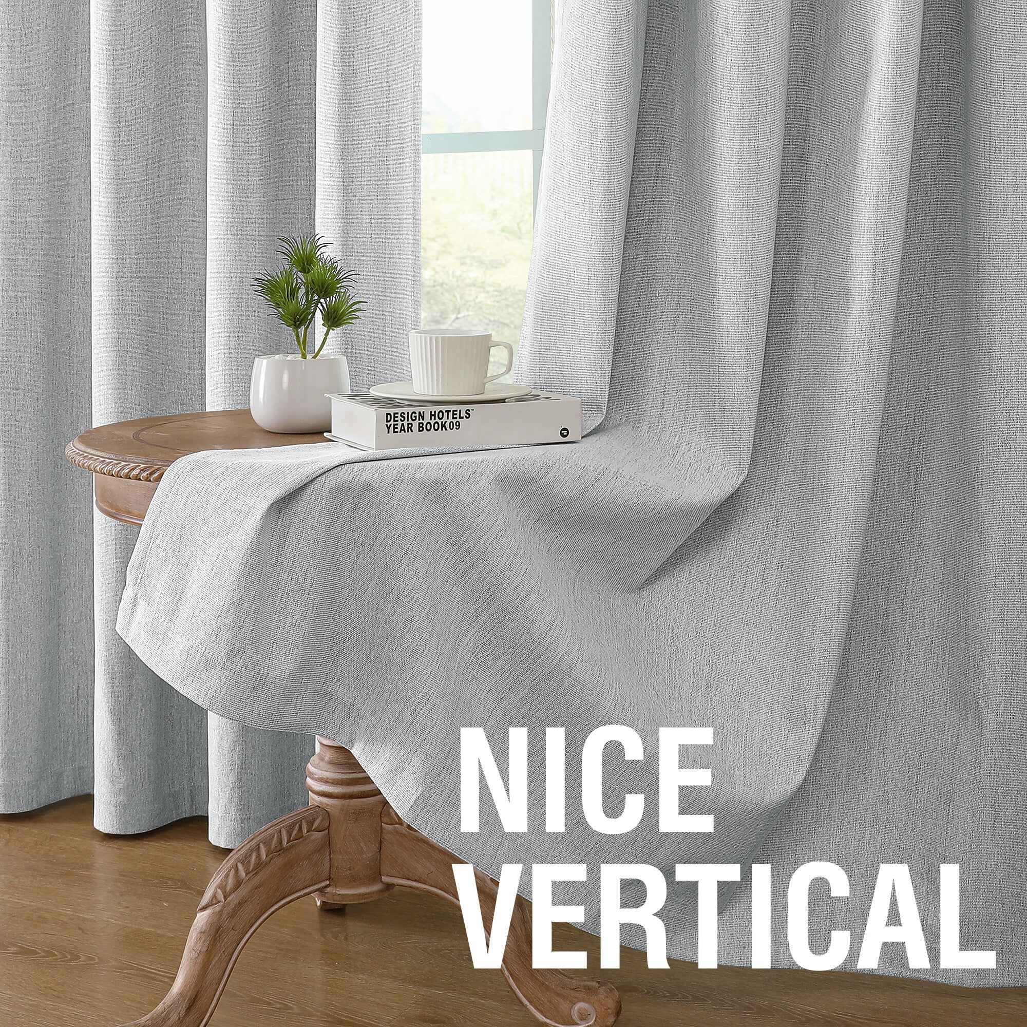 H.VERSAILTEX 100% Blackout Curtain Linen Textured Chenille Grommet Thermal Curtains for Bedroom Light-Blocking (2 Panels, 52" x 108", Glacier Gray)