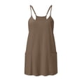 thumbnail image 5 of AOMPMSDX Womens Sleeveless Mini Dress Casual Adjustable Strap Workout Sport Tennis With Pockets Dress Coffee XL, 5 of 7