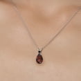 thumbnail image 3 of Gem Stone King 14K White Gold Red Garnet and Black Diamond Pendant Necklace for Women | 3.20 Cttw | Gemstone January Birthstone | Pear Shape 12X8MM | With 18 inch Chain, 3 of 6