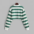 thumbnail image 6 of fartey Crop Tops for Women Striped Lapel Button Up Top Long Sleeve Cozy Shirt Trendy Color Block Sweatshirt Pullover Blouse, 6 of 6