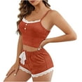 thumbnail image 4 of Yuwull Two Piece Sets for Women Summer, Plus Size Pajamas for Women Set Two Piece Sets for Women Cami Shorts Pajama Set Summer Outfit Slim Sleeveless Tank Top with Shorts Pjs Soft Sleepwear 2 Piece Se, 4 of 7