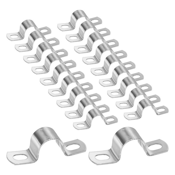 Uxcell 20-Pack Abrazaderas de Conducto, 11/16" Abrazadera de Tubería Rígida de Acero Inoxidable 304 M18 Soporte de Tubería para Fontanería