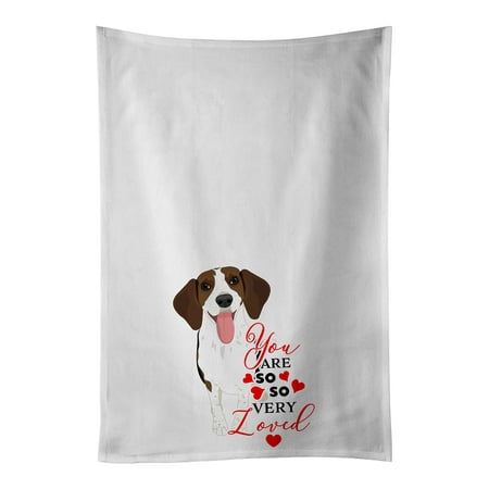 

Beagle Tricolor Red Ticked #3 so Loved White Kitchen Towel Set of 2 19 in x 28 in