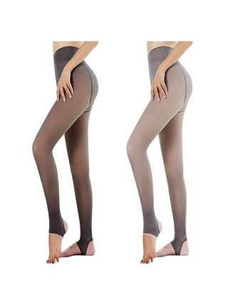 Women's Leggings Thermal Pantyhose Tights, Fake Translucent Fleece Winter  Tights, Winter Warm Elastic Pants Fleece Lined Thick (Grey-Step