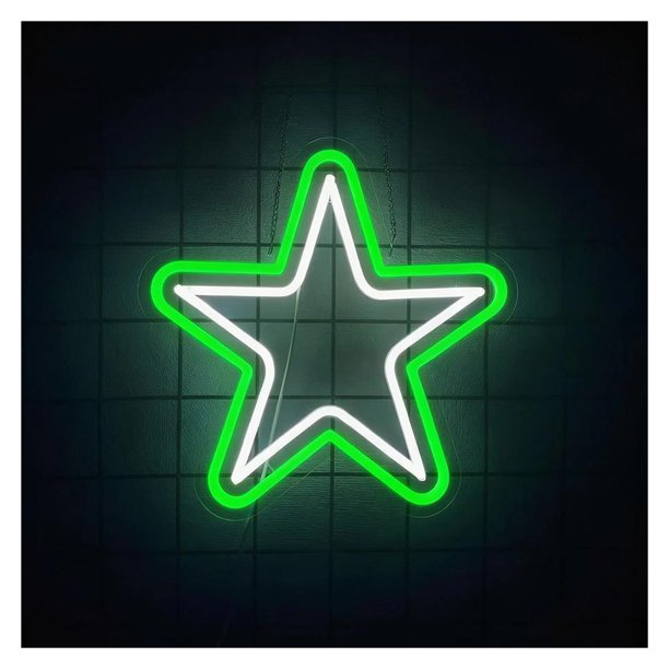 Letrero De Neón Pentagrama Con Luz, Estrella Occidental, Alimentación USB, Ideal Para Sala De Juegos, Bar, Fiestas O Tienda De Dulces. 32x32cm
